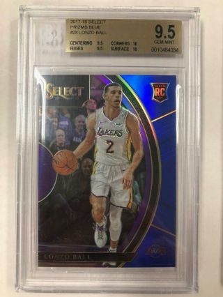 Lonzo Ball Rc 2017 - 18 Select Concourse Blue Prizm 042/299 Bgs 9.  5 Rookie Lakers
