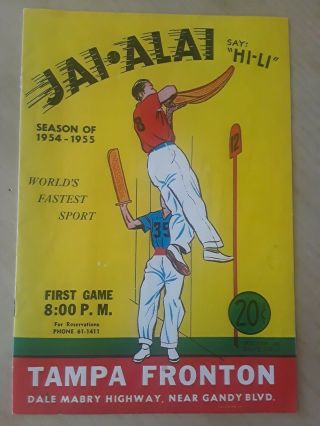 Jai Alai Program Tampa Fronton 1954 - 55
