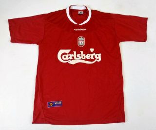 Vintage Reebok Carlsberg Jersey L Red Soccer Shirt Liverpool Football Club Owen