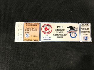 Mlb - 1990 Alcs - Game 2 Ticket Stub - Red Sox Vs.  Oakland A 