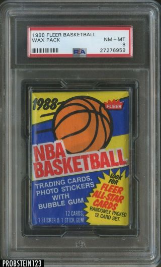 1988 Fleer Basketball Wax Pack Psa 8 Nm - Mt 3