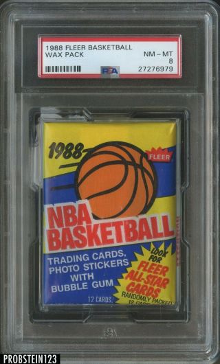 1988 Fleer Basketball Wax Pack Psa 8 Nm - Mt 4