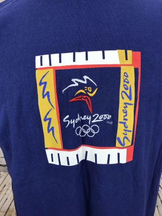 Vintage Authentic 2000 Sydney Olympics Men ' s Large T - shirt Blue Tee 2