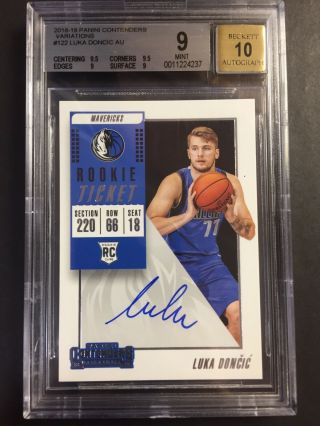 Bgs 9/10 (9.  5/9.  5/9/9) 2018 - 19 Panini Contenders Variation Luka Doncic Auto Rc