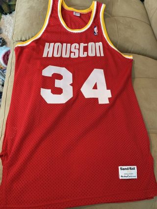 Sand Knit Houston Rockets Hakeem Olajuwon Nba Jersey Stitched Size 40 Med