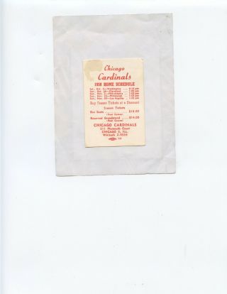 1958 Nfl Chicago Cardinals Schedule (home And Away Games,  Now Plays In Phoenix)