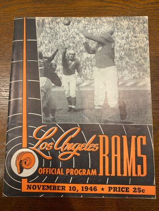1946 Los Angeles Rams Vs Chicago Bears Program 11/10/1946 1st Year In Los Angele