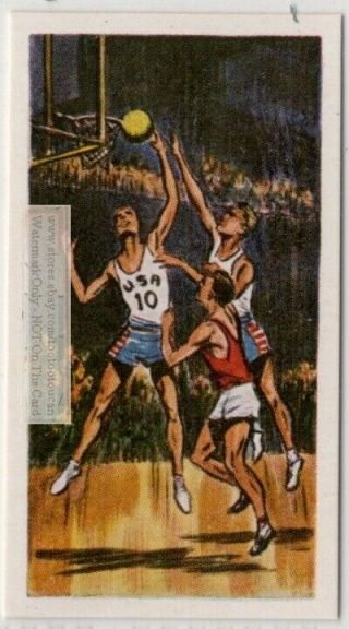 1956 Olympic Basketball Gold Medal Game Us Vs Ussr Vintage Ad Trade Card