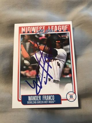 Wander Franco Autographed 2019 Midwest League All Star Game Baseball Card Rays B