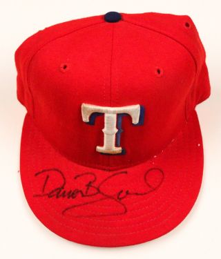 Damon Buford Rangers Signed Game Worn Hat/cap