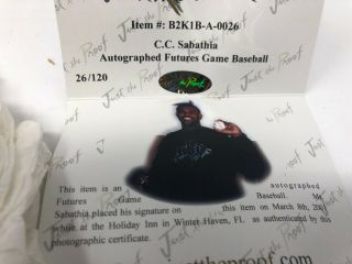 C.  C.  Sabathia SIGNED ROMLB Baseball 2000 All Star Futures Just Stuff 26/120 4