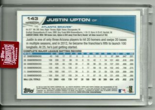 2019 Topps Archives Signature,  Justin Upton,  1/1 Auto (2013 Topps Chrome Xfrac. ) 3