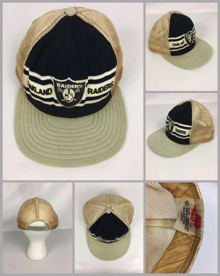 Vintage Oakland Raiders Mesh Trucker Snapback Hat Cap - Ajd Usa Made