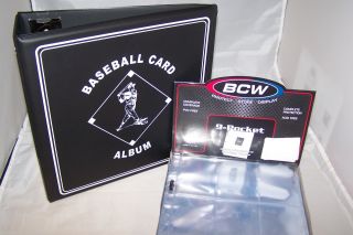 1 Bcw Black Baseball Card Storage 3 " D - Ring Album Binder & 100 Pages