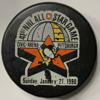 1990 41st Nhl All Star Pittsburgh Penguins Civic Arena Game Puck