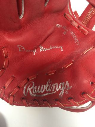 Vintage RAWLINGS RSG 9 Darryl Strawberry Adult Size Red Baseball Glove Mitt LHT 6