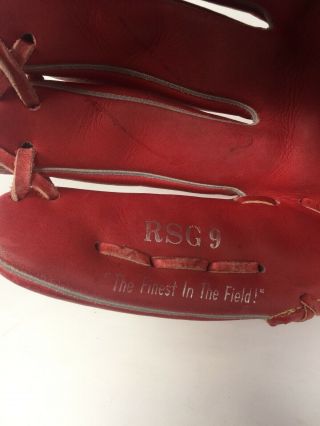 Vintage RAWLINGS RSG 9 Darryl Strawberry Adult Size Red Baseball Glove Mitt LHT 7