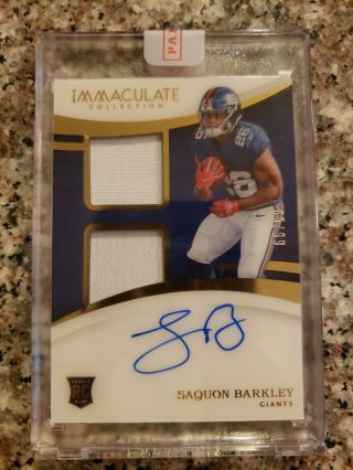 Saquon Barkley On Card Auto Patch 65/99 Immaculate Rookie