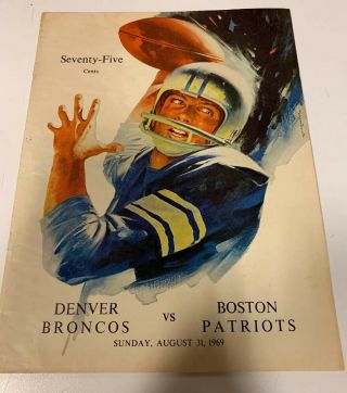 Vintage 8/31/69 Afl Program Broncos Vs Patriots
