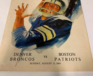 Vintage 8/31/69 AFL Program Broncos Vs Patriots 3