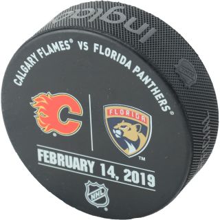 Florida Panthers Game - Issued Warm - Up Puck Vs Calgary Flames On 2/14/19