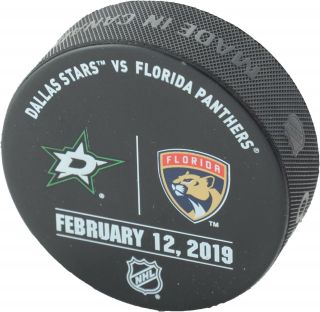 Florida Panthers Game - Issued Warm - Up Puck Vs.  Dallas Stars On February 12,  2019