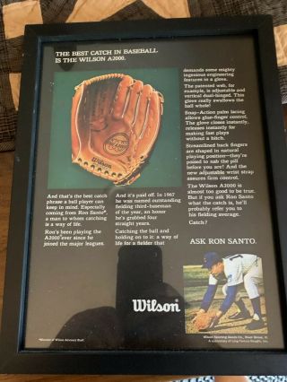 Framed 1968 Ron Santo Chicago Cubs Wilson A2000 Baseball Glove Advertisement