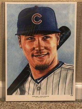 Topps Living Set Fine Art Print Javier Baez ’d 12/46 Chicago Cubs