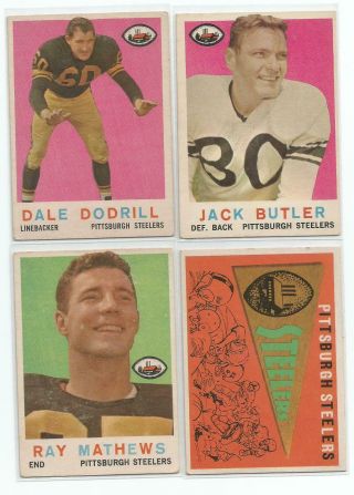 1959 TOPPS Football 13 Different Pittsburgh Steelers.  G - VG.  see scans 2
