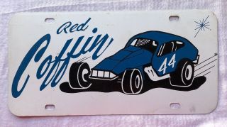 Vintage Red Coffin License Plate 44 Modified Stock Race Car Reading Fairgrounds