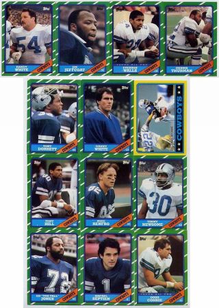 1986 Topps Dallas Cowboys Complete Team Set Dorsett - White - Hill