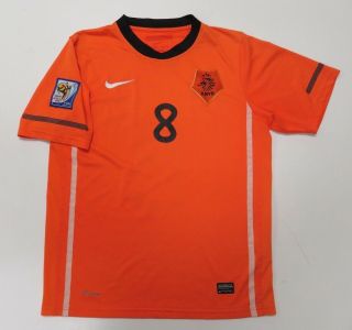 Nike Dri Fit Netherlands Soccer Jersey 8 Large 2010 World Cup Orange