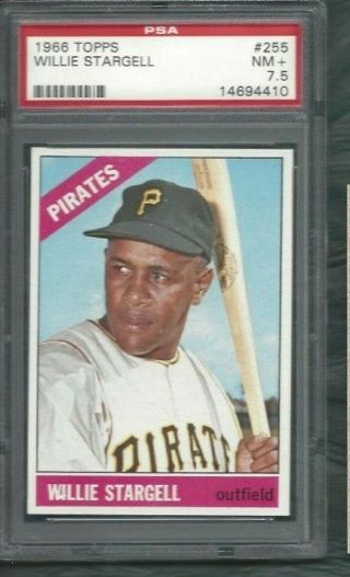 1966 Topps Baseball Card 255 Willie Stargell,  Pittsburgh Pirates Graded Psa 7.  5