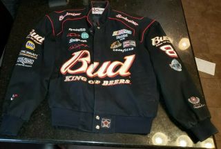 Dale Earnhardt Jr.  8 Chase Authentics Black Budweiser Twill Jacket Men L Nascar