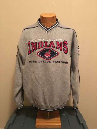 Vintage 90s Lee Sport Cleveland Indians Embroidered Sweatshirt L Chief Wahoo
