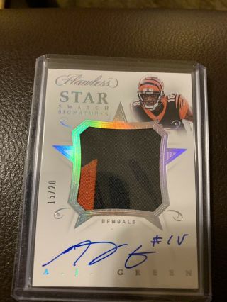 2018 Panini Flawless Aj Green Star Swatch Signatures 2 Color Patch Auto /20