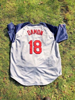 Men ' s Vintage Nike MLB Boston Red Sox Johnny Damon 18 Jersey Grey U5BLM P681 3