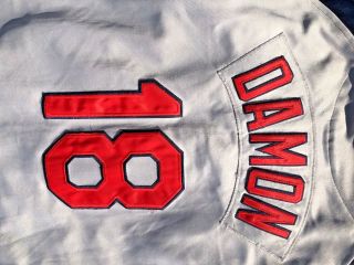Men ' s Vintage Nike MLB Boston Red Sox Johnny Damon 18 Jersey Grey U5BLM P681 4