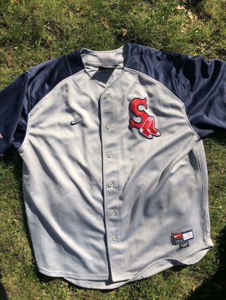 Men ' s Vintage Nike MLB Boston Red Sox Johnny Damon 18 Jersey Grey U5BLM P681 6