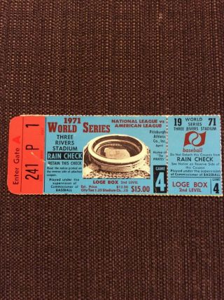 1971 World Series Ticket Pittsburgh Pirates Orioles Roberto Clemente Gm 4
