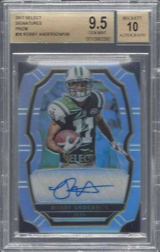 Robby Anderson 2017 Panini Select Prizms Jets Auto D 76/199 Bgs 9.  5 10 Au Pop 2