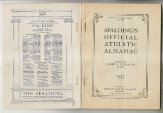 1933 BOOKLET - SPALDING ' S ATHLETIC ALMANAC - OLYMPIC GAMES - WORLD RECORDS 3