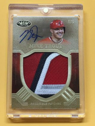 2018 Tier One Prodigious Jumbo Patches Autograph Mike Trout Auto 5/5