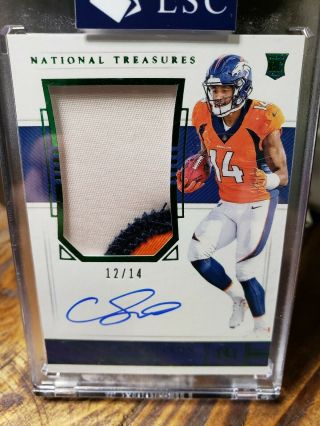 2018 Panini National Treasures Courtland Sutton Rc Rookie Patch Auto 12/14