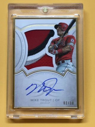 2018 Defintive Framed Game - Jumbo Patch Autograph Mike Trout Auto 02/10