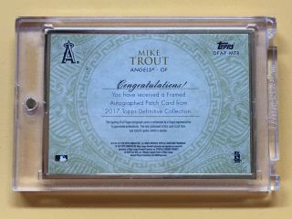 2017 Defintive Framed Game - Jumbo Patch Autograph Mike Trout Auto 1/5 2
