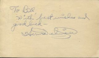 Herm Wehmeier Autographed Vintage 1951 Govt.  Postcard - Reds Phils Cards Tigers