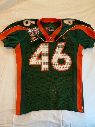 University Of Miami Hurricanes Football Jersey (team/player Issued) Authentic