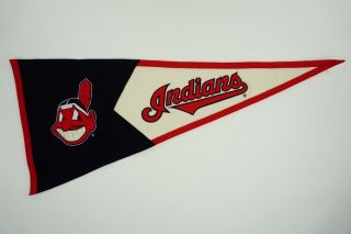 Cleveland Indians Chief Wahoo Pennant 40 " X16 " Official Licensed Mlb Wool