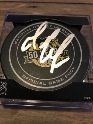 Mario Lemieux Signed Pittsburgh Penguins 50 Year Official Game Puck Jsa